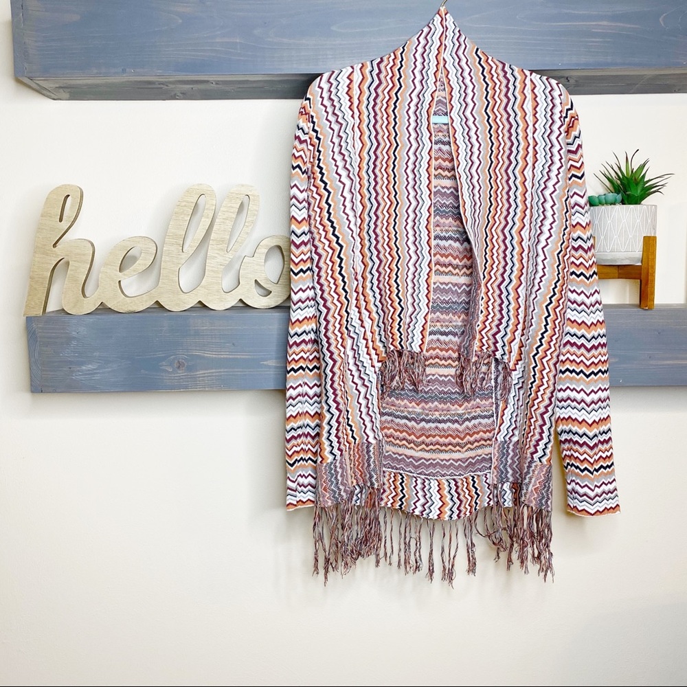 Gimmicks BKE Boho fringe Aztec cardigan oversized